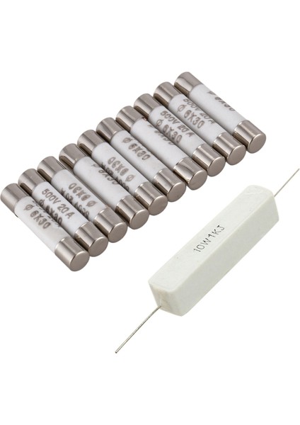 10 Adet 6MMX30MM 20A Faset-Üfleme Seramik Sigorta Bağlantısı 500V &amp 10 Pcs 1k Ohm% 5 Seramik Çimento Güç Direnç 10W Watt (Yurt Dışından)