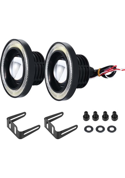 2pcs Araba Evrensel 3,5 Inç Cob Angel Göz Sisleri Farlar Çalışan Işıklar Beyaz (Yurt Dışından)