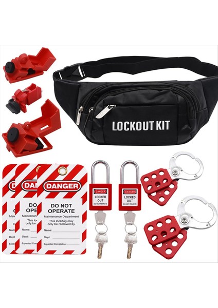 Kilitleme Tagout Kiti Güvenlik Asma Kilitler Grup Kilitleme Kaspları Kara Cep Torbası ile Evrensel Devre Kesici Kilitleme (Yurt Dışından)