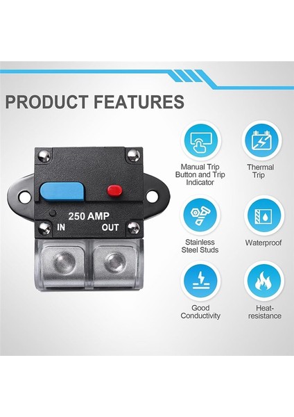 Manuel Sıfırlama Anahtarı ile Tekne Trolling Motoru Için 250 Amp Yüksek Amfi Deniz Dereceli Devre Kesici Su Geçirmez 12V- 48V Dc (Yurt Dışından) fırsatları