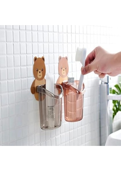 Ayıcık Diş Fırçası Fincanı Tutucu Diş Macunu Depolama Rafı Kendinden Yapışkanlı 2 Adet fiyatları