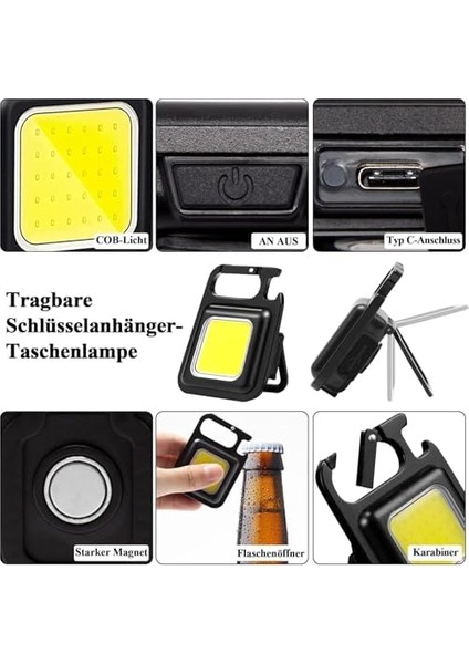 LED Taşınabilir Çok Fonksiyonlu, Yüksek Lümen, Cob Anahtarlık, Dış Mekan Için Şarj Edilebilir Acil Işığı, Mini Kamp fiyatları