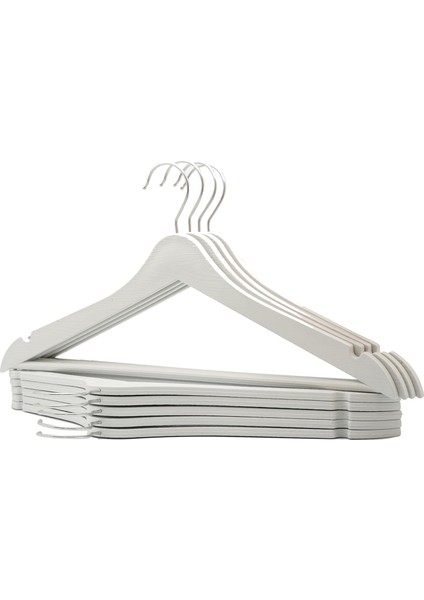 24 Adet Beyaz Ahşap Görünümlü Plastik Askı Kıyafet Gömlek Askısı