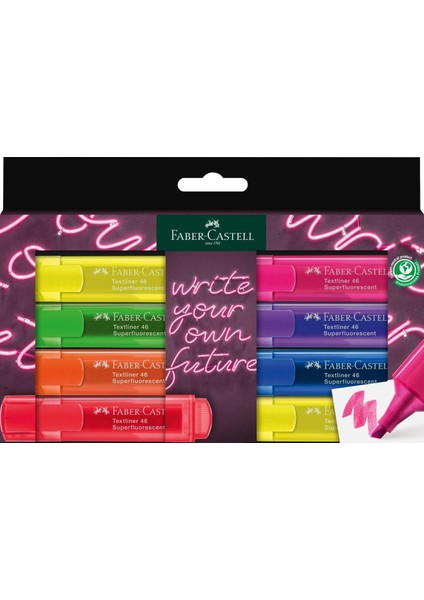 Fosforlu Seti, 8’li, Şeffaf Renkler, Su Bazlı Mürekkep, Kesik Uç, 3 Farklı Çizgi Kalınlığı, Dayanıklı Mürekkep