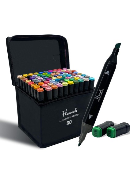 Adet Marker Oluşan Rengarek Seti Çantalı Çift Taraflı Marker Renklendirme