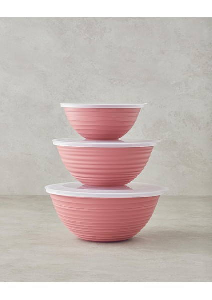 Deanna Plastik 3 Parça Saklama Kabı 1-2-3 Lt Pembe