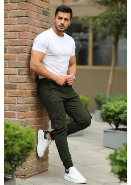 Erkek Basic Kargo Cepli Lastikli Paça Haki Pantolon fırsatları