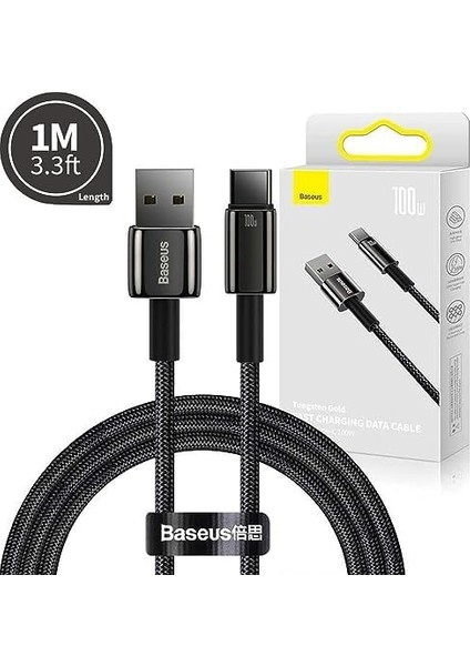 Tungsten Hızlı Şarj Kablosu USB To Type-C 100W, 1m, Siyah fiyatları