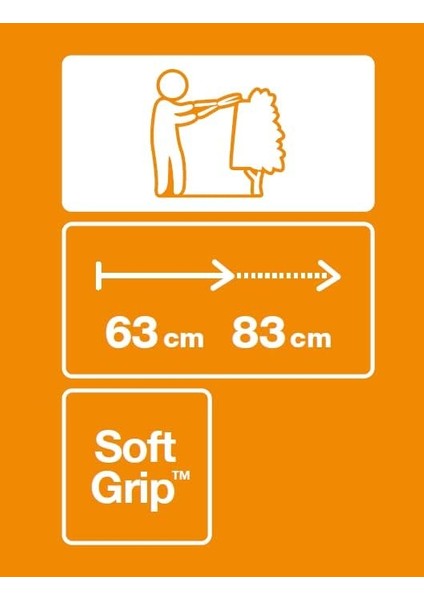 Teleskopik Çit Budama Makinesi, Softgrip Saplar, Yüksek Kaliteli Çelik Bıçaklar, Uzunluk: 63-83 Cm, Siyah/turuncu, HS13, 1027527 modelleri