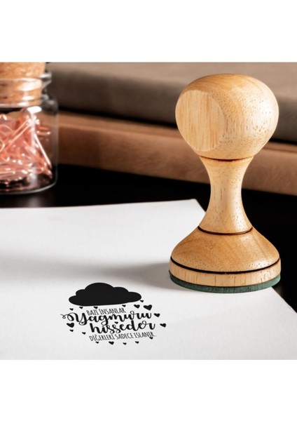 Sözler Ahşap Mühür Seti - Ahşap Kitap Mühür - Defter Kaşe