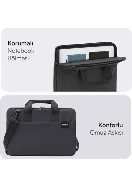 Mack Cityfit MCC-701 Laptop Çantası, Erkekler ve Kadınlar Için Profesyonel Bilgisayar Çantası, 13,3 Inç - 14.1 Inç Notebook Çantası, Evrak Çantası, Siyah fiyatları