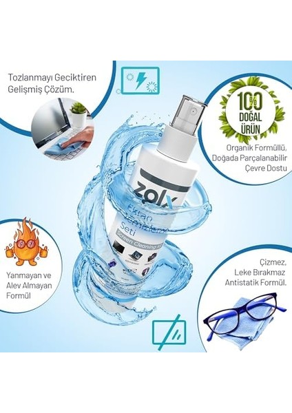 Ekran Temizleme Seti 250ML + Temizleme Bezi Lcd, Led, Ekran, Laptop, Tablet, Bilgisayar, Televizyon, Cep Telefonu, Gözlük, Kamera, Koruyucu ve Parlatıcı Doğal Temizleme fiyatları