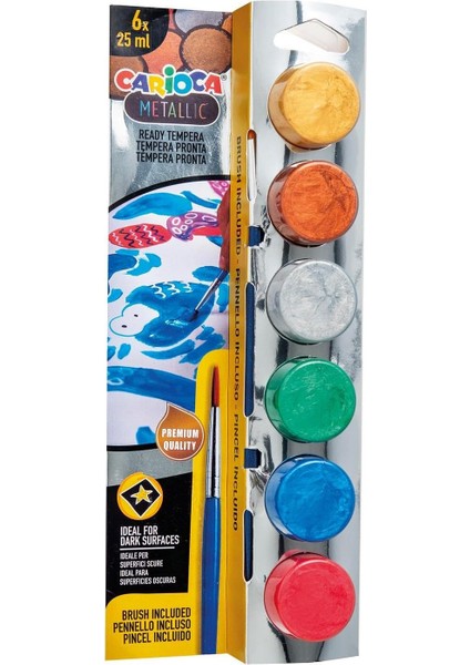 Tempera Süper Yıkanabilir Fırçalı 6 * 25 ml 6 Renk Karışık