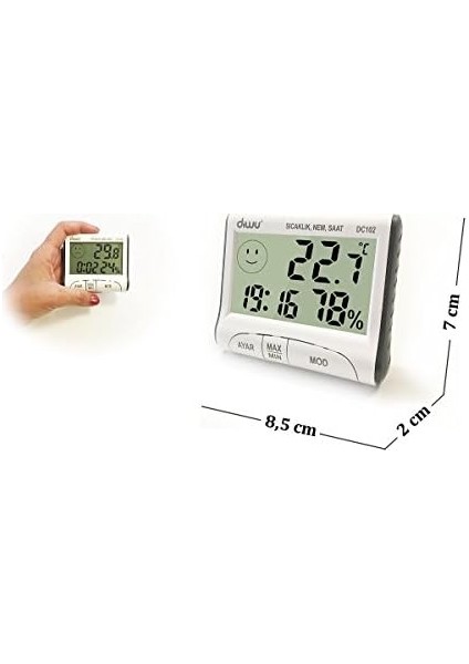 DC102 Iç Mekan Termometre Nem Ölçer Saat fiyatları