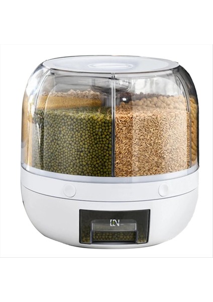 360 ° Dönen Tahıl Dispenser Tahıl Saklama Kutusu Şeffaf Kapalı Kavanoz Dairesel Mutfak Pirinç (Yurt Dışından)