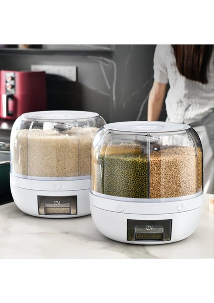 360 ° Dönen Tahıl Dispenser Tahıl Saklama Kutusu Şeffaf Kapalı Kavanoz Dairesel Mutfak Pirinç (Yurt Dışından) modelleri