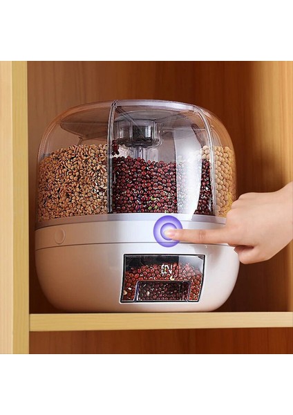360 ° Dönen Tahıl Dispenser Tahıl Saklama Kutusu Şeffaf Kapalı Kavanoz Dairesel Mutfak Pirinç (Yurt Dışından) fırsatları