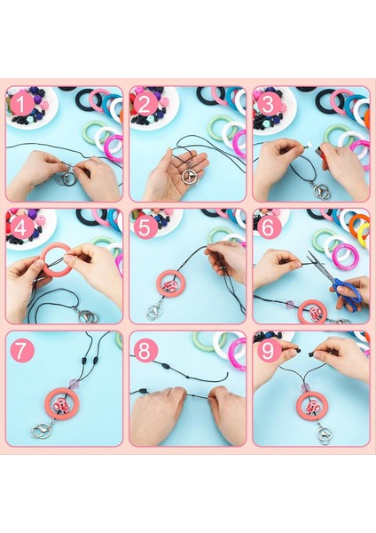 20 Set Silikon Boncuklu Daireler 65MM Silikon Boncuk Halkaları Boncuklu Anahtar Zincir Yapımı Kit Dıy Anahtarlık Kolye (Yurt Dışından) modelleri