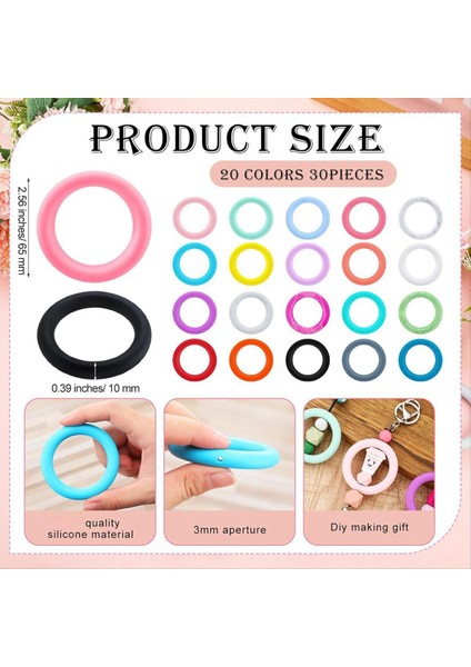 20 Set Silikon Boncuklu Daireler 65MM Silikon Boncuk Halkaları Boncuklu Anahtar Zincir Yapımı Kit Dıy Anahtarlık Kolye (Yurt Dışından) indirimleri