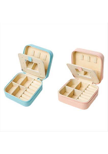 2 Adet Mücevher Kutusu Ayna Mini Takı Organizatör Kutusu Taşınabilir Seyahat Takı Kılıfı Kadın Mücevher Kutuları (Yurt Dışından)