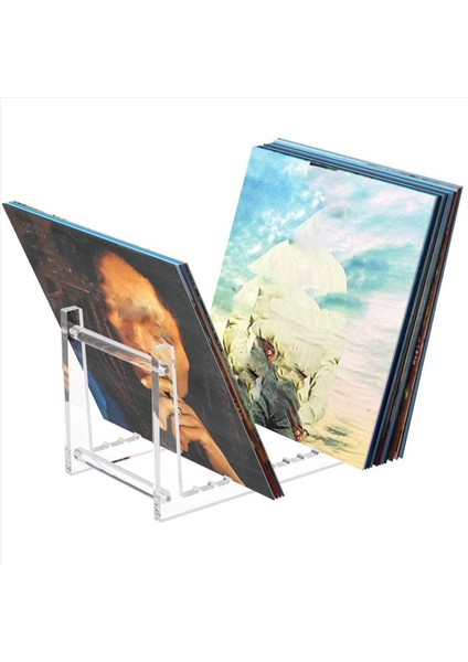 Masaüstü Albüm Depolama Için 2x Clear Vinil Kayıt Stand Tutucu Masaüstü Resimleri Için Raf Raf Ekranı Kitaplar (Yurt Dışından) indirimleri