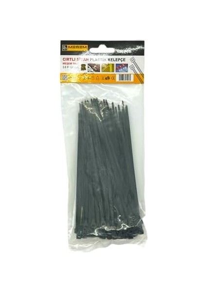 Kablo Bağı, 100'LÜ Paket Plastik Kelepçe (3,6 mm Kalınlık, Siyah, 300 mm Uzunluk) modelleri