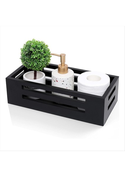Siyah Dekor Kutusu Banyo Tuvalet Tank Sepet Topper Ahşap Banyo Sepetleri Tuvalet Depolama Sepeti Arkası (Yurt Dışından) fiyatları
