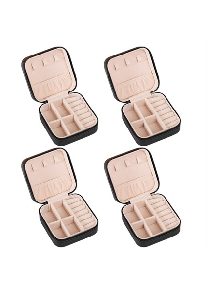 Mini Mücevher Kutusu Pu Deri Taşınabilir Seyahat Mücevher Depolama Kutusu Yüzük Küpe Kolye Depolama Siyah (Yurt Dışından)