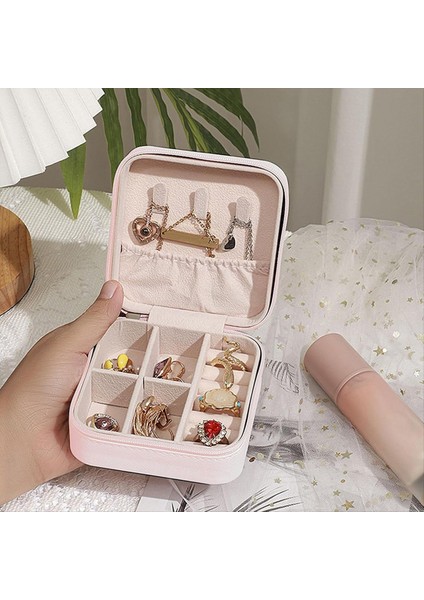 Mini Mücevher Kutusu Pu Deri Taşınabilir Seyahat Mücevher Depolama Kutusu Yüzük Küpe Kolye Depolama Siyah (Yurt Dışından) modelleri