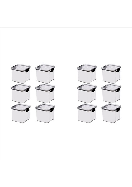12 Paket 700ML Mutfak Yiyecek Saklama Kutusu Organizatör Konteyner Seti Vakum Kapak Contası Açık Kare (Yurt Dışından)