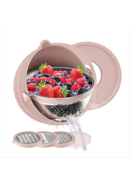 Kara Kenarı Karıştırma Kasesi Grater Seti Kevgir Kase Meyve Süzgeç Kase ve Gıda Süzgeçleri Rotatable Mutfak Kase-A (Yurt Dışından) modelleri