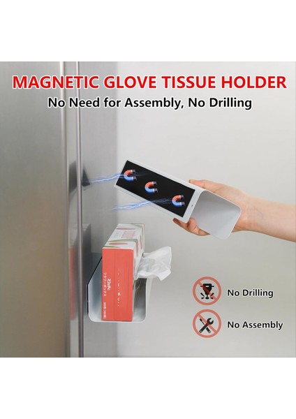 Manyetik Eldiven Doku Dispenser Kağıt Tutucu Tutucu Duvar Montajı Buzdolabı Tutucu Mendil Peçete Banyo Organizatör Beyaz (Yurt Dışından) fırsatları
