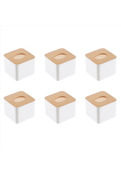 6x Kare Doku Kutusu Doku Kutusu Ahşap Kapaklı Ev Çıkarılabilir Mini Ahşap Doku Kutusu (Yurt Dışından)