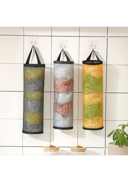 Duvara Monte Çöp Torbası Mutfak Asılı Görsel Depolama Sihri Çukur Çekme Plastik Torba Depolama Çantası Siyah+Gri (Yurt Dışından) fiyatları
