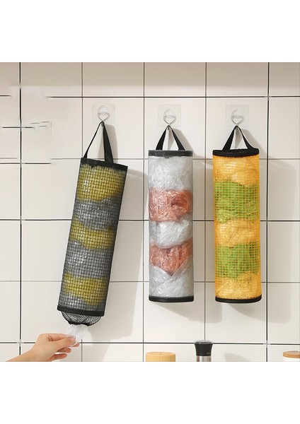 Duvara Monte Çöp Torbası Mutfak Asılı Görsel Depolama Sihri Çukur Çekme Plastik Torba Depolama Çantası Siyah+Gri (Yurt Dışından) modelleri
