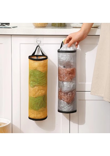 Duvara Monte Çöp Torbası Mutfak Asılı Görsel Depolama Sihri Çukur Çekme Plastik Torba Depolama Çantası Siyah+Gri (Yurt Dışından) indirimleri