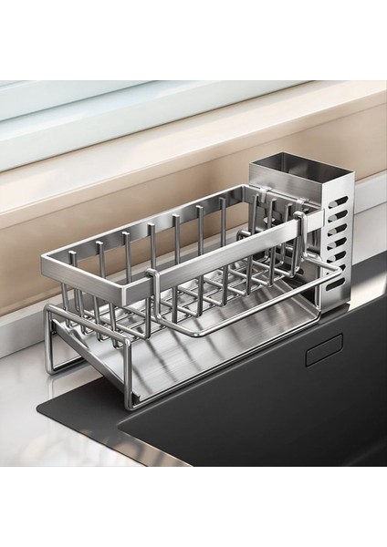 Lavabo Temizleme Aracı Depolama Rafı Mutfak Çok Fonksiyonlu Tahliye Rafı Sünger Temizleme Raf Raf Raf (Yurt Dışından) indirimleri