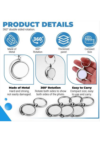 10 Paket 360 ° Dönen Metal Süblimasyon Anahtarlık Boşlukları Çift Taraflı Süblimasyon Boşlukları Diy Anahtar Zinciri Yarım Daire (Yurt Dışından) modelleri