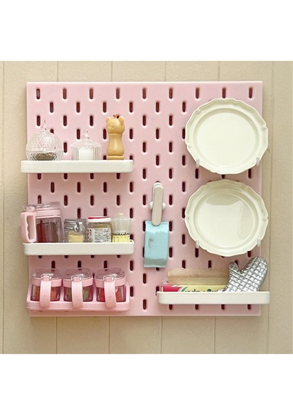 Minyatür Mobilya Dekorasyon Ürünleri Delikli Tahta Duvar Rafı Diy Depolama Ekran Mobilya Aksesuarları Pembe (Yurt Dışından) fiyatları