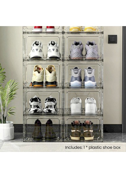Sert Plastik Spor Ayakkabı Kutusu Plastik Ayakkabı Kutusu Toz Geçirmez Ayakkabı Depolama Kutusu Ayakkabı Rafı Istiflenebilir Dolap Saklama Kutusu Siyah (Yurt Dışından) indirimleri