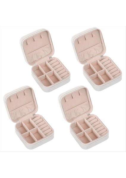 Mini Mücevher Kutusu Pu Deri Taşınabilir Seyahat Mücevher Depolama Kutusu Küpe Kolye Depolama Beyaz (Yurt Dışından)