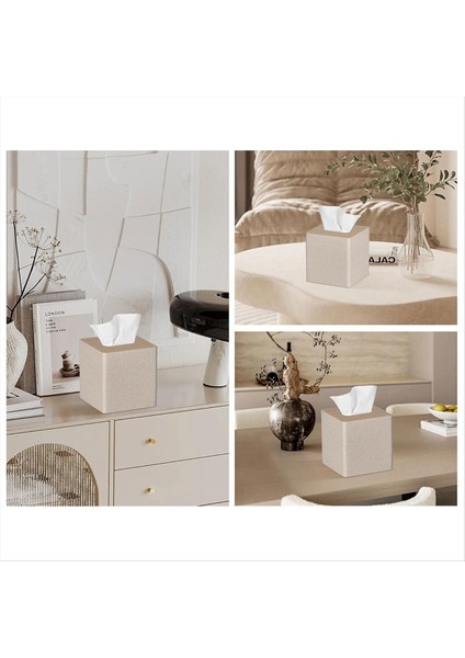 Doku Kutusu Kapak Kare Pu Deri Yüz Doku Kutusu Tutucu Için Dresser Banyo Dekor Bej (Yurt Dışından) fiyatları