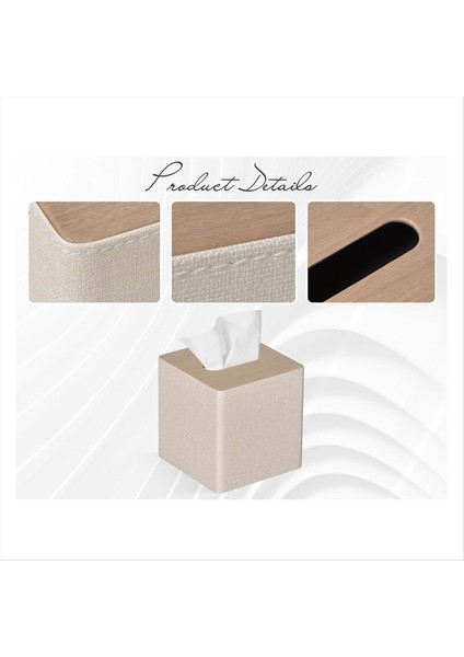 Doku Kutusu Kapak Kare Pu Deri Yüz Doku Kutusu Tutucu Için Dresser Banyo Dekor Bej (Yurt Dışından) modelleri