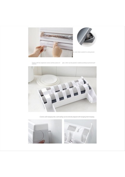 Plastik Sargı Kağıt Depolama Rafı Duvara Monte Alüminyum Folyo Rulo Raf Buzdolabı Mutfak Yumruksuz Raf Beyaz (Yurt Dışından)