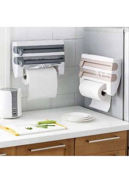 Plastik Sargı Kağıt Depolama Rafı Duvara Monte Alüminyum Folyo Rulo Raf Buzdolabı Mutfak Yumruksuz Raf Beyaz (Yurt Dışından) modelleri