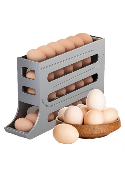 Yumurta Dispenserautomatik Yuvarlanan Yumurta Tepsisi Organizatörü Uzay Tasarrufu Buzdolabı Yumurta Aynı Anda 28 Yumurta Tutar -A (Yurt Dışından) fiyatları
