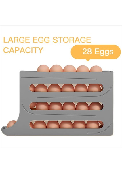 Yumurta Dispenserautomatik Yuvarlanan Yumurta Tepsisi Organizatörü Uzay Tasarrufu Buzdolabı Yumurta Aynı Anda 28 Yumurta Tutar -A (Yurt Dışından) fırsatları