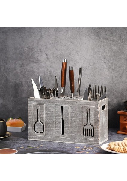 Rustik Ahşap Streware Organizatörü 3 Bölüm Mutfak Terim Tutucusu Çiftlik Evi Mutfak Çatal Kez Tezgahı Tezgahı Saklama Kutusu (Yurt Dışından) indirimleri