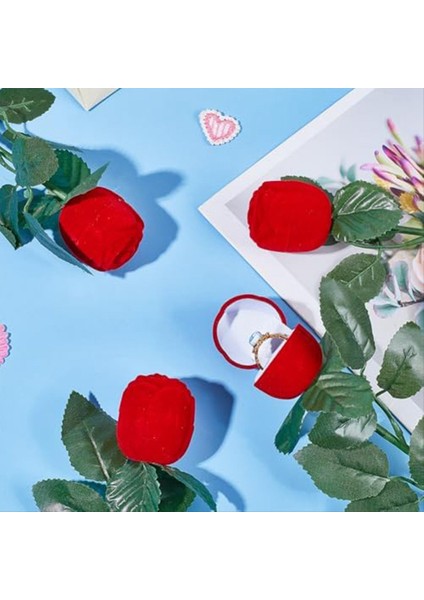4pcs Gül Yüzük Kutusu Kırmızı Gül Şekiş Küpe Yüzük Mücevher Kutuları Romantik Teklif Ring Case Kutusu Ambalaj (Yurt Dışından) fiyatları