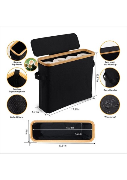 Bambu Depolama Stand Bambu Kapak Tuvalet Dolap Banyo Siyah (Yurt Dışından) fırsatları